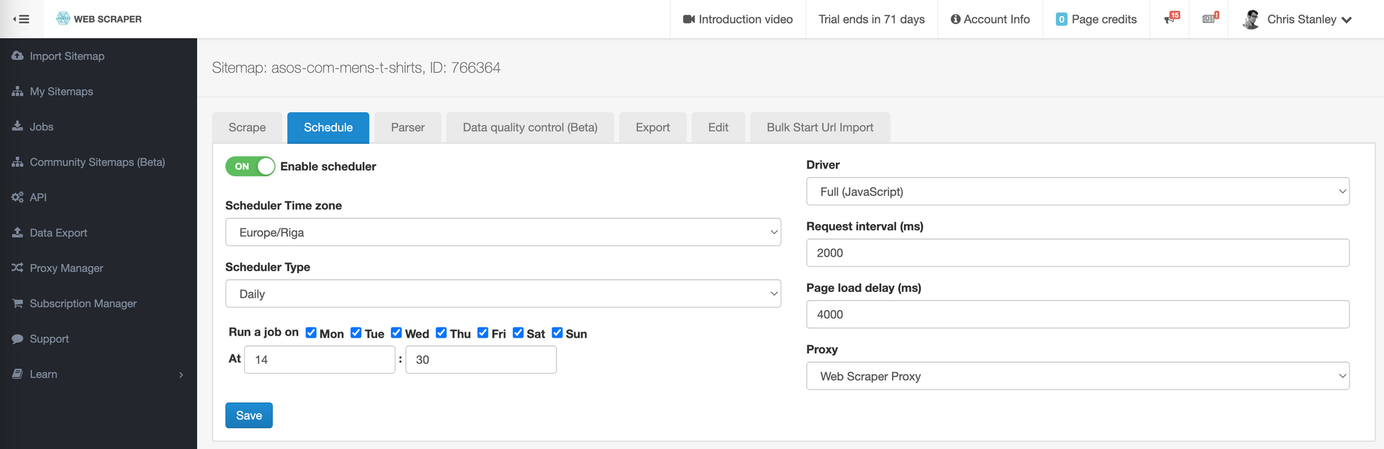 Web Scraper Cloud Scheduler